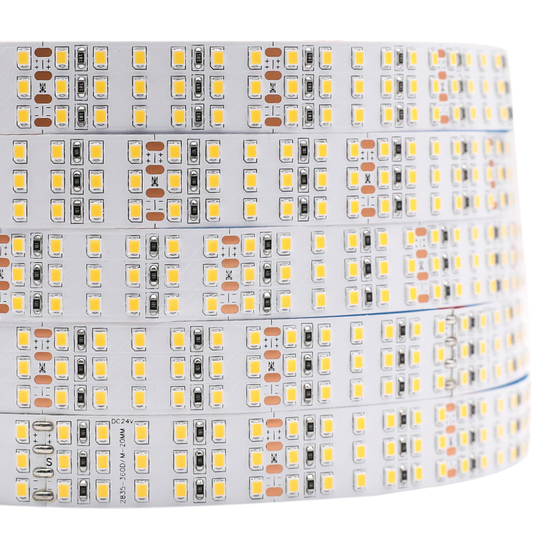 12V 24V 2835 White Three Row LED Strip 360LEDs/m Super Bright LED Tape Light